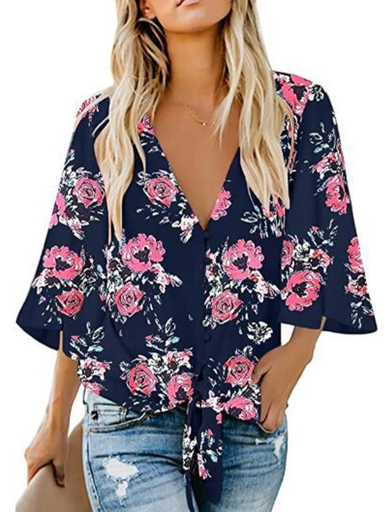 Floral Blouse Women's Casual Tops Batwing Sleeve Loose Fitting Shirts Boho Knot Tops Shirts Blouse
Floral Blouse Women's Casual Tops Batwing Sleeve Loose Fitting Shirts Boho Knot Tops Shirts Blouse