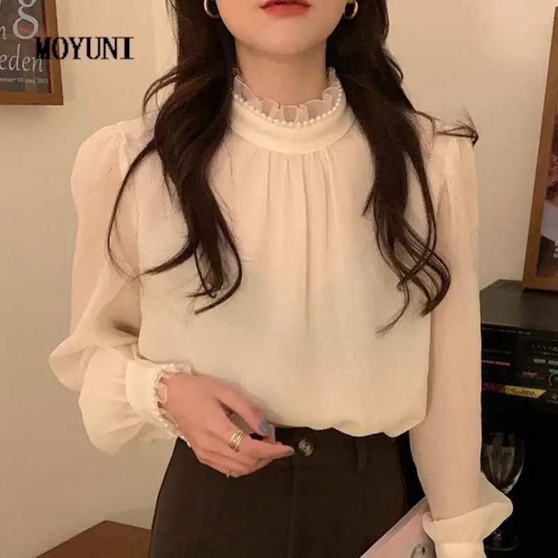 Blusas Mujer De Moda 2022 Sweet Elegant Stand Pearl Shirts Puff Sleeve Camisas See Through Shirt Korean Chiffon Top Women Blouse
Blusas Mujer De Moda 2022 Sweet Elegant Stand Pearl Shirts Puff Sleeve Camisas See Through Shirt Korean Chiffon Top Women Blouse