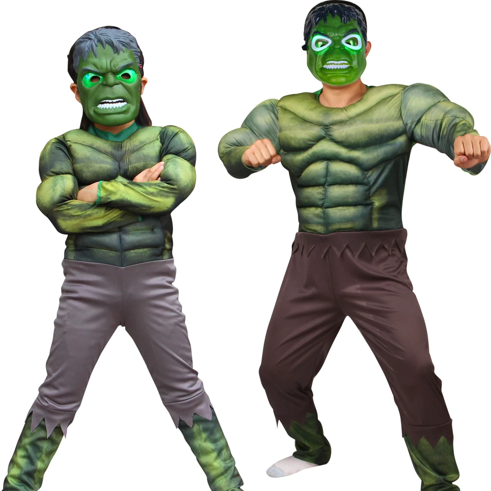 

Kids Adult SuperHero Muscle Hulk Cosplay Costumes Clothes with Mask Hero Cosplay Halloween Christmas Gift