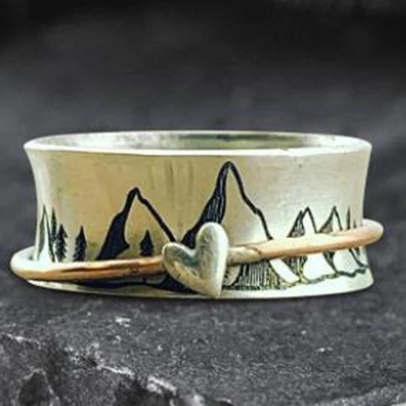 Vintage Mountain Peak Spinner Silver Ring Women Men Keep Climbing Rotatable Wide Rings Fidget Anxiety Relief Meditation Jewelry
Vintage Mountain Peak Spinner Silver Ring Women Men Keep Climbing Rotatable Wide Rings Fidget Anxiety Relief Meditation Jewelry