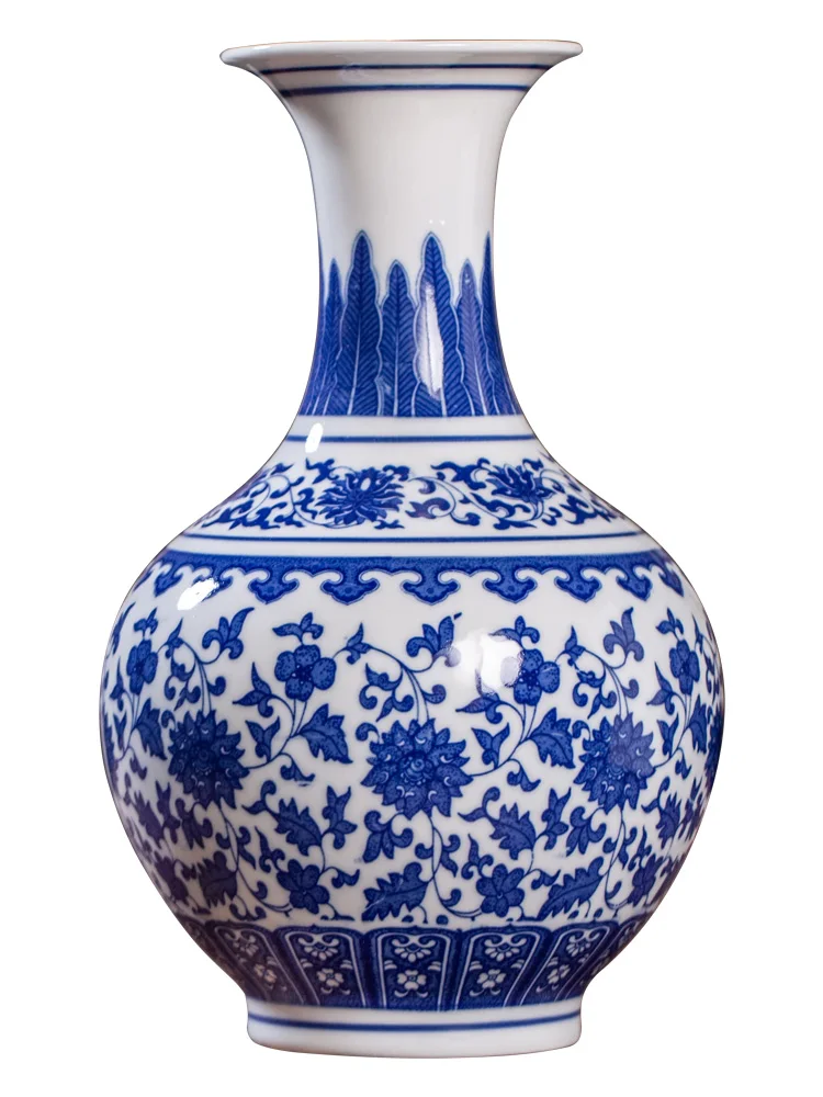 Jingdezhen Ceramics Antique Blue And White Porcelain Vase Ornaments Dry Flower Arrangement Living Room Decoration Chinese Style
Jingdezhen Ceramics Antique Blue And White Porcelain Vase Ornaments Dry Flower Arrangement Living Room Decoration Chinese Style