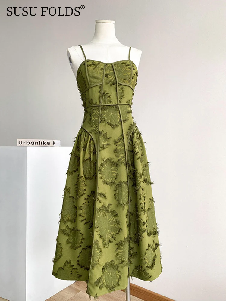 SUSU Tassels Green Solid Spaghetti Strap Dress High Waist Midi Length Dresses Women Clothing New Autumn Fashion 2022 SU-A086
SUSU Tassels Green Solid Spaghetti Strap Dress High Waist Midi Length Dresses Women Clothing New Autumn Fashion 2022 SU-A086