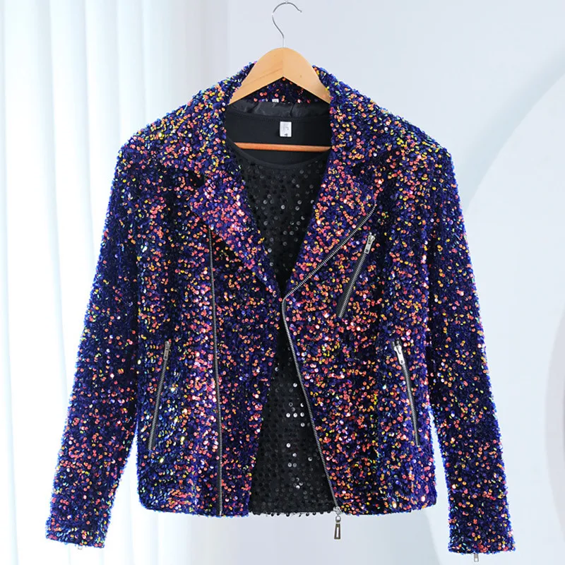 Мужская куртка с блестками для сцены певицы Блестящий Золотой фиолетовый воротник с лацканами на молнии мотоциклетное повседневное пальто костюм для танцев со звездами
Мужская куртка с блестками для сцены певицы Блестящий Золотой фиолетовый воротник с лацканами на молнии мотоциклетное повседневное пальто костюм для танцев со звездами