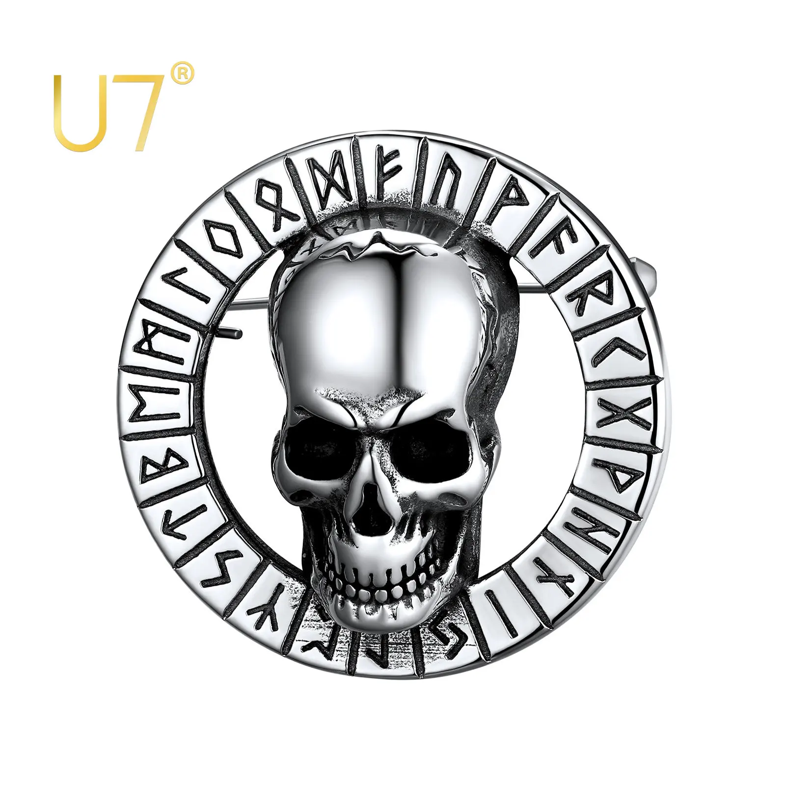 U7 Stainless Steel Retro Brooches Vintage Medieval Viking Rune Round Cycled Skeleton Skull Brooch Pins Halloween Series
U7 Stainless Steel Retro Brooches Vintage Medieval Viking Rune Round Cycled Skeleton Skull Brooch Pins Halloween Series