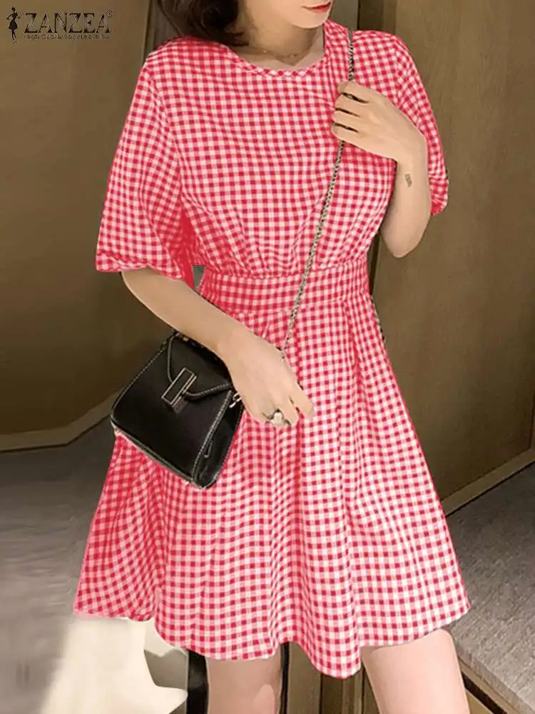 ZANZEA Women Summer Short Sleeve Plaid Check Dress Fashion Backless Holiday Sundress Bohemian Printed Beach Short Vestido Kaftan
ZANZEA Women Summer Short Sleeve Plaid Check Dress Fashion Backless Holiday Sundress Bohemian Printed Beach Short Vestido Kaftan