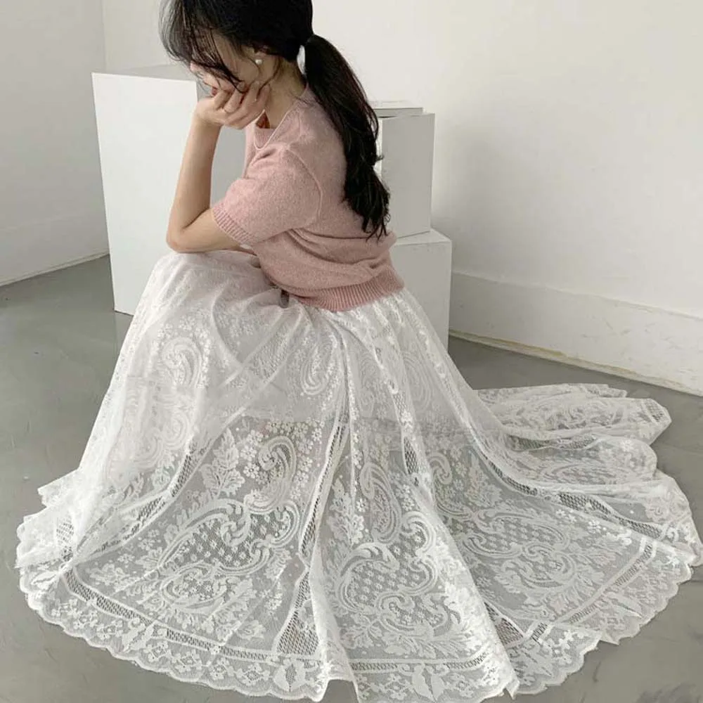 Chic Skirt Solid Color Korean Ins Beautiful Full Lace Crochet Elastic High Waist Elegant Long Skirt For Summer 2022 New Japan
Chic Skirt Solid Color Korean Ins Beautiful Full Lace Crochet Elastic High Waist Elegant Long Skirt For Summer 2022 New Japan