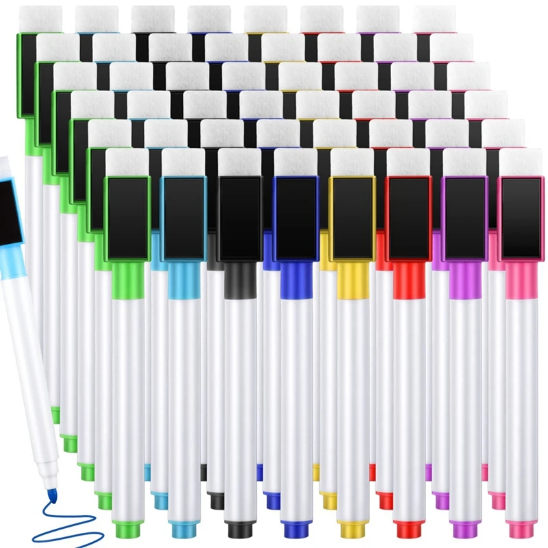 

160 Pack Bulk 8 Colors Magnetic Whiteboard Markers With Erase Cap For School, Office And Home
