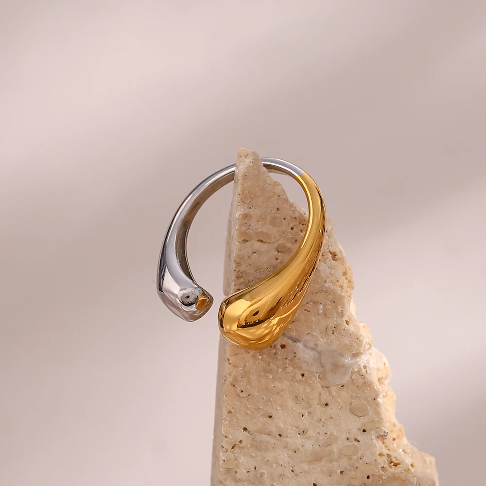 2023 New Waterdrop End Open Size Gold&Silver Color Metal Rings For Women Stylish Waterproof Stainless Steel Ring
2023 New Waterdrop End Open Size Gold&Silver Color Metal Rings For Women Stylish Waterproof Stainless Steel Ring
