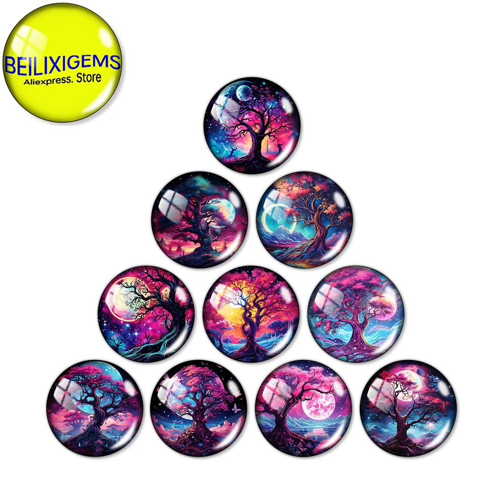 10 Pcs Moon Night Life of Tree Art Patterns 12mm/18mm/20mm/25mm Round Glass Cabochons Demo Flat Back Making Findings
10 Pcs Moon Night Life of Tree Art Patterns 12mm/18mm/20mm/25mm Round Glass Cabochons Demo Flat Back Making Findings