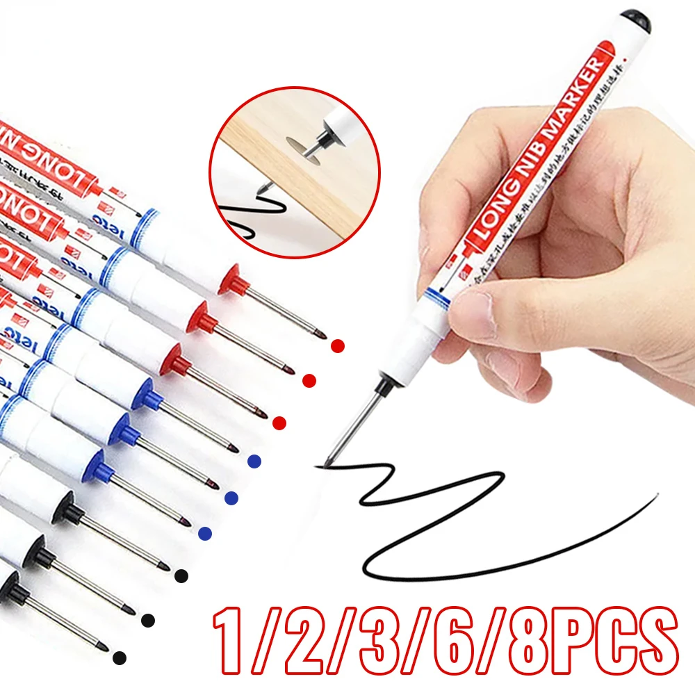 8Pcs/Set Long Head Marker Pens Bathroom Woodworking Decoration Multi-purpose Deep Hole Marker Pen Set Red/Black/Blue Ink 9916
8Pcs/Set Long Head Marker Pens Bathroom Woodworking Decoration Multi-purpose Deep Hole Marker Pen Set Red/Black/Blue Ink 9916