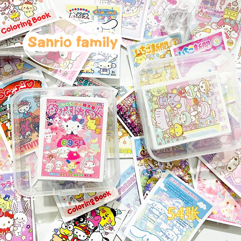 

54 штук в штучной упаковке Sanrio наклейки на счёт семьи аниме мультфильм KT почтовый плакат блокнот чемодан строительный подарок