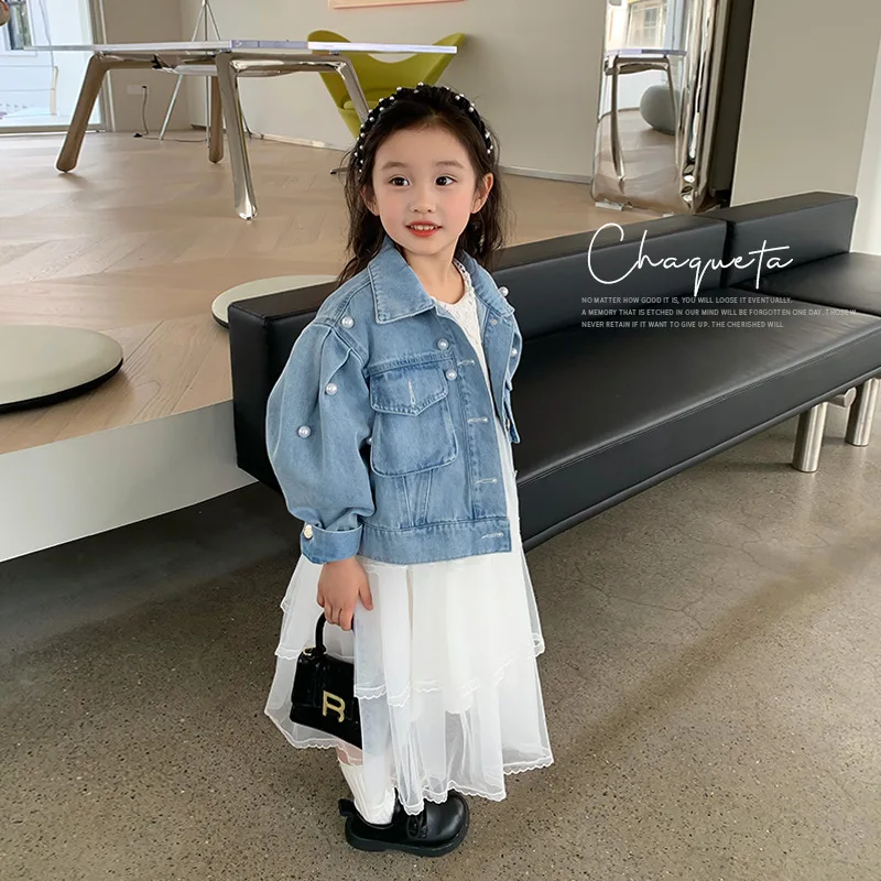 Детская демисезонная джинсовая куртка для девочек, модная Повседневная джинсовая куртка с жемчужинами, 2023
Детская демисезонная джинсовая куртка для девочек, модная Повседневная джинсовая куртка с жемчужинами, 2023