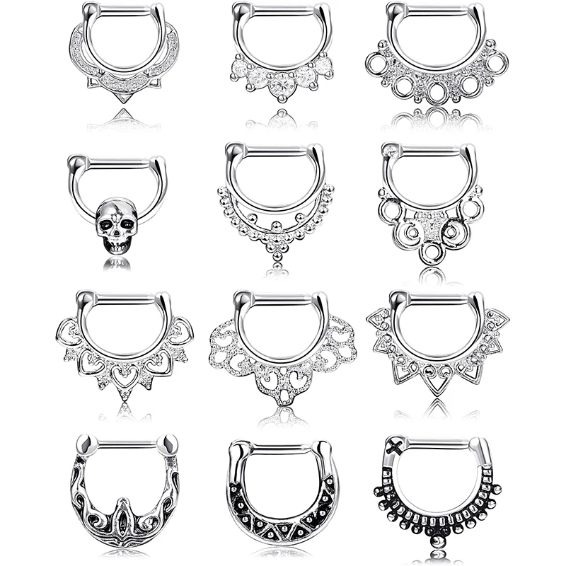 Stainless Steel Nose Rings Hoop Cartilage Earrings Septum Clicker Bull Rings CZ Body Piercing Jewelry 14G 12 PCS
Stainless Steel Nose Rings Hoop Cartilage Earrings Septum Clicker Bull Rings CZ Body Piercing Jewelry 14G 12 PCS