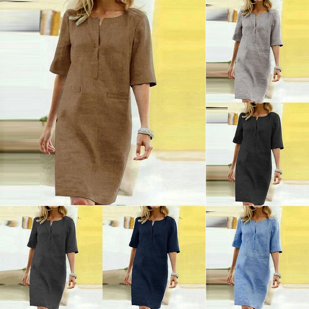 Women Vintage Solid Color O Neck Half Sleeve Pockets Loose Knee-length Dress Party Dress women Vestidos Vintage dress women
Women Vintage Solid Color O Neck Half Sleeve Pockets Loose Knee-length Dress Party Dress women Vestidos Vintage dress women