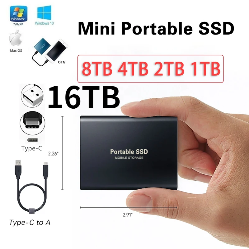 Portable SSD External Hard Drive Type-C USB 3.1 8TB 12TB for Laptop Desktop SSD Portable Flash Memory Mobile Solid State Drive
Portable SSD External Hard Drive Type-C USB 3.1 8TB 12TB for Laptop Desktop SSD Portable Flash Memory Mobile Solid State Drive