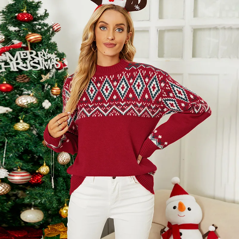 Half Turtleneck Contrast Color Christmas Women Pullover 2022 Autumn and Winter New European American
Half Turtleneck Contrast Color Christmas Women Pullover 2022 Autumn and Winter New European American