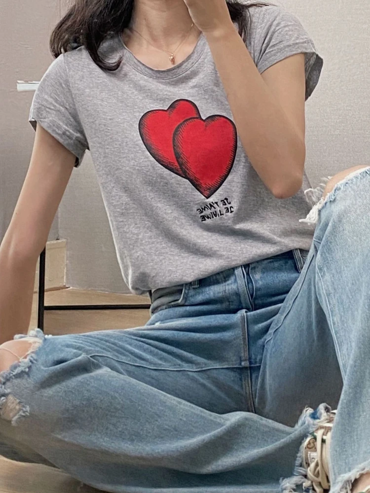 Unisex T-shirt 2022 Summer Loose Casual Round Collar Hearts Printed Short Sleeve Tops 100% Cotton
Unisex T-shirt 2022 Summer Loose Casual Round Collar Hearts Printed Short Sleeve Tops 100% Cotton