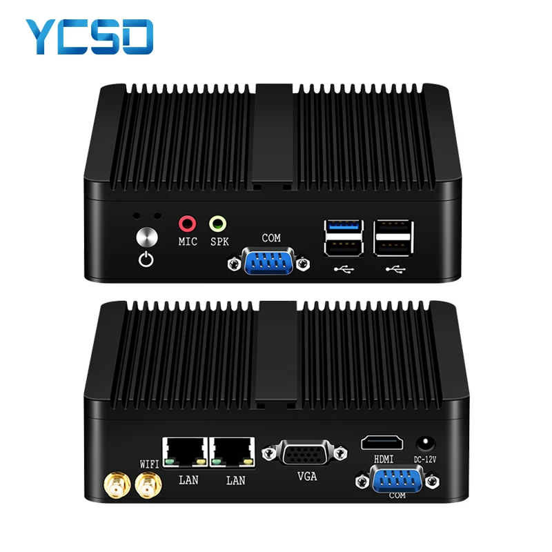 YCSD безвентиляторный мини-ПК 2 * Gigabit LAN Celeron N2830 J2900 Win 10 WIFI USB Настольный микро Htpc Nuc