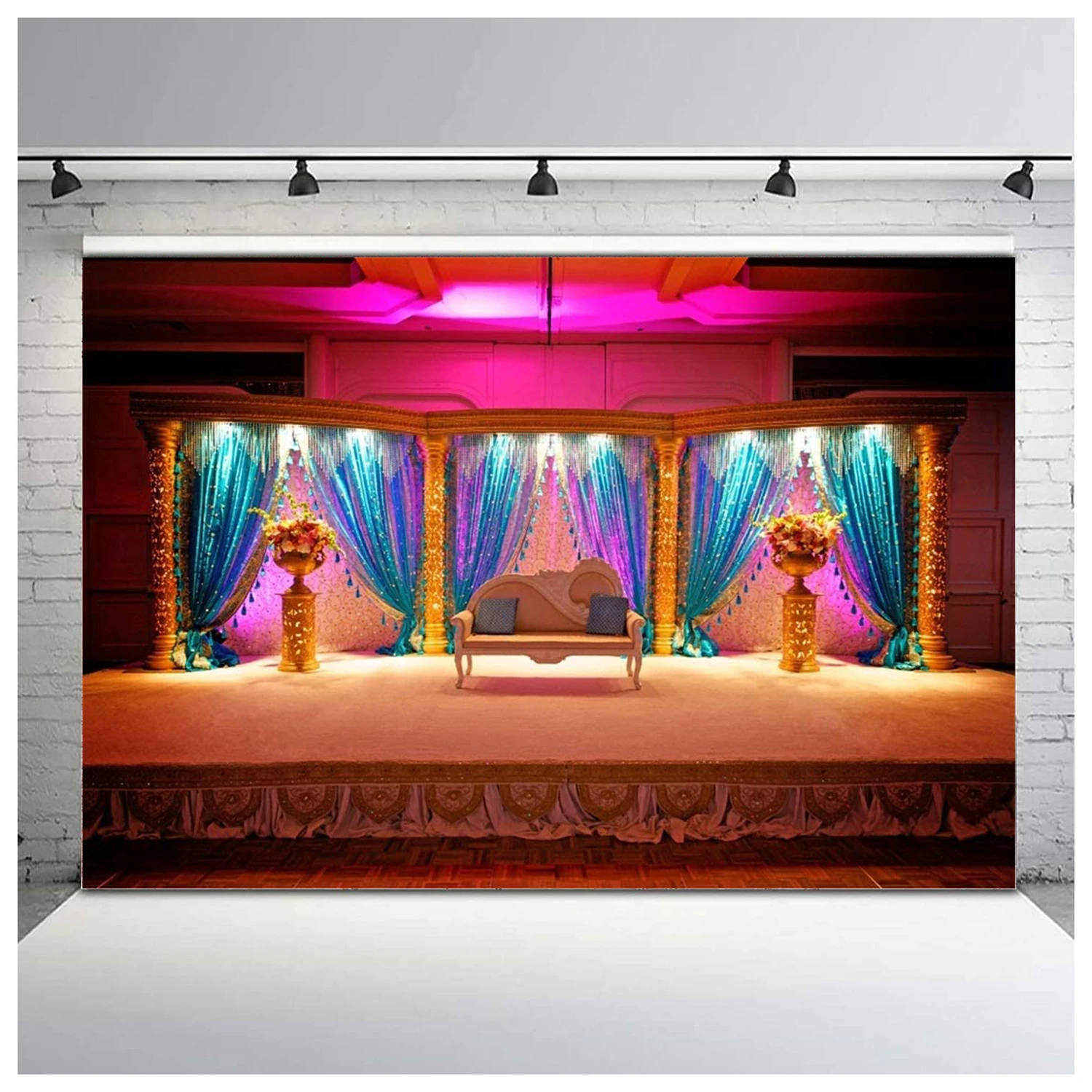 India Ritual Wedding Stage Backdrop Decor for Reception Tradition Culture Wedding Couple Wife Husband Photography Background
India Ritual Wedding Stage Backdrop Decor for Reception Tradition Culture Wedding Couple Wife Husband Photography Background