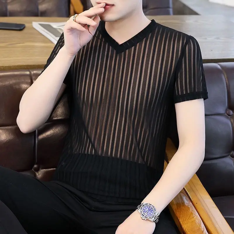Korean Ice Silk Fabric Men's Clothing Summer Ventilate Hollow Tops Man Casual V-neck Solid Color T-shirt
Korean Ice Silk Fabric Men's Clothing Summer Ventilate Hollow Tops Man Casual V-neck Solid Color T-shirt