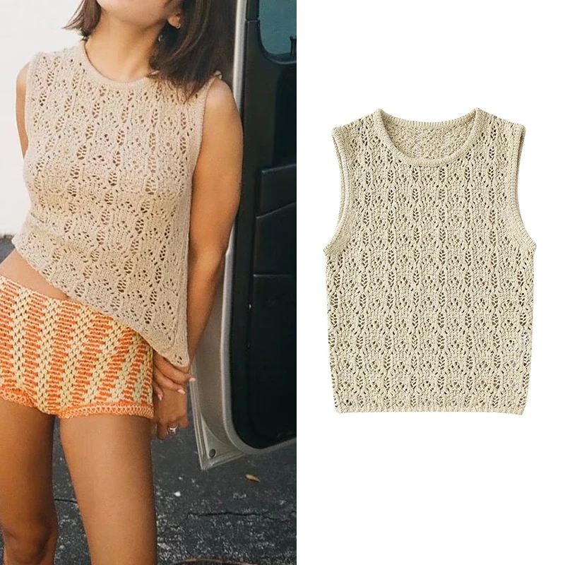 2022 Summer Women Fashion Cutout Knitted Vest Versatile Sleeveless O Neck Female Short Pullovers Chic Top BB22668
2022 Summer Women Fashion Cutout Knitted Vest Versatile Sleeveless O Neck Female Short Pullovers Chic Top BB22668