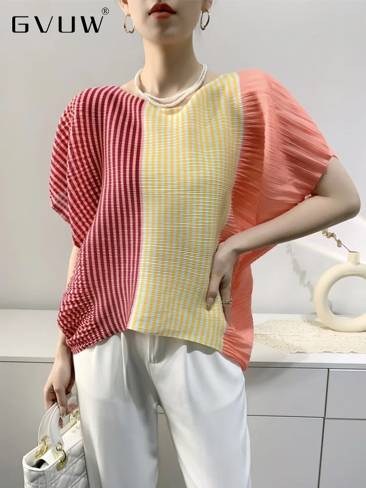 GVUW Patchwork Color Block Women Pleated T-shirt Fashion Loose High Street 2023 Spring O-neck Batwing Sleeve Tops Female 17G0832
GVUW Patchwork Color Block Women Pleated T-shirt Fashion Loose High Street 2023 Spring O-neck Batwing Sleeve Tops Female 17G0832