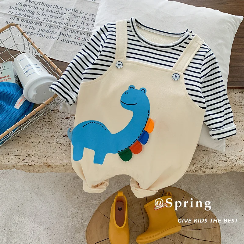 Children Clothing New Fashionable Spring Striped Fake Two Pieces Suspenders Sweet Style Cute Cartoon Baby One Piece Romper
Children Clothing New Fashionable Spring Striped Fake Two Pieces Suspenders Sweet Style Cute Cartoon Baby One Piece Romper