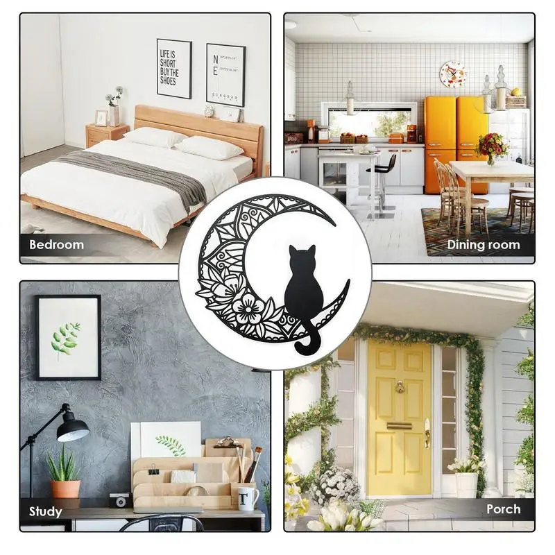 Metal Black Cat Silhouette Metal Black Cat Moon Wall Art Decor Black Cat Silhouette with Moon Phase Boho Style Home Decor
Metal Black Cat Silhouette Metal Black Cat Moon Wall Art Decor Black Cat Silhouette with Moon Phase Boho Style Home Decor
