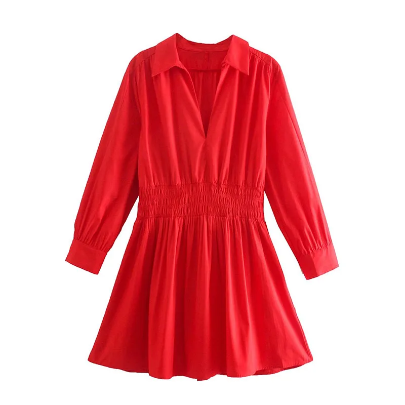 2022 Female Clothing New Fashion Elastic Waist Ruffles Red Elegant Dresses For Women V Neck Long Sleeves Mini Dress
2022 Female Clothing New Fashion Elastic Waist Ruffles Red Elegant Dresses For Women V Neck Long Sleeves Mini Dress