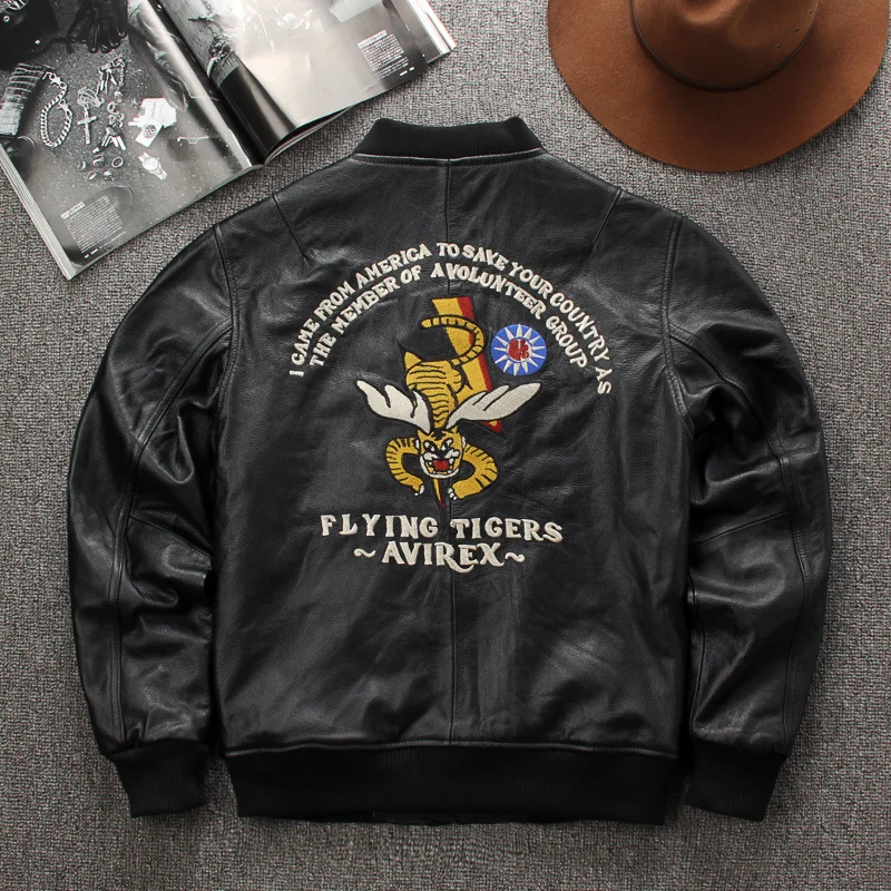 New Men's Genuine Leather 2023 MA-1 Jacket USA Air Force Flying Tiger Embroidered Warm Classic Coat
New Men's Genuine Leather 2023 MA-1 Jacket USA Air Force Flying Tiger Embroidered Warm Classic Coat