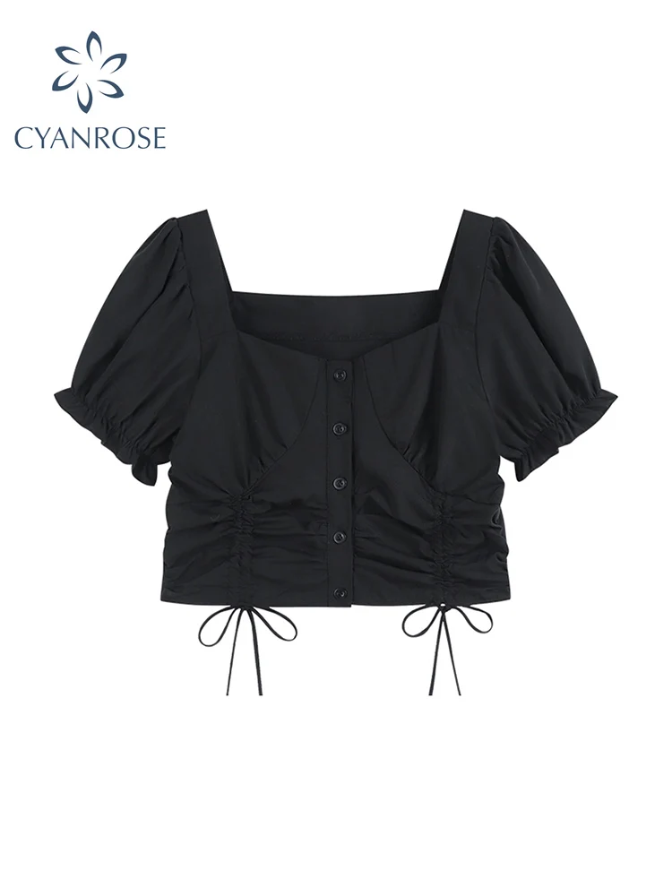 2022 New Women Fashion Black Shirt Vintage Blouses Sweet Loose Casual Square Collar Short Sleeve Female Office Ladies Blouse Top
2022 New Women Fashion Black Shirt Vintage Blouses Sweet Loose Casual Square Collar Short Sleeve Female Office Ladies Blouse Top