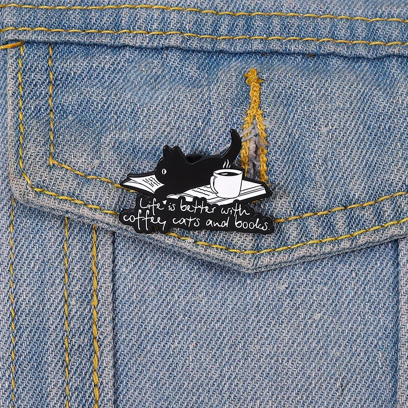 Life is Better with Coffe Cats and Books Enamel Pins Fun Animals Black Cats Brooch Clothes Badge Jewelry Gifts for Friends & Kid
Life is Better with Coffe Cats and Books Enamel Pins Fun Animals Black Cats Brooch Clothes Badge Jewelry Gifts for Friends & Kid
