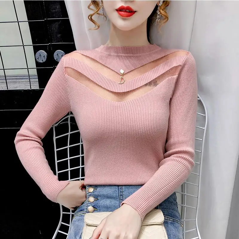 2022 New Fashion Autumn Winter Sweater Bottoming Shirt Long Sleeve Women Pullovers Stitching Mesh Lace Tops Pull Femme E473
2022 New Fashion Autumn Winter Sweater Bottoming Shirt Long Sleeve Women Pullovers Stitching Mesh Lace Tops Pull Femme E473