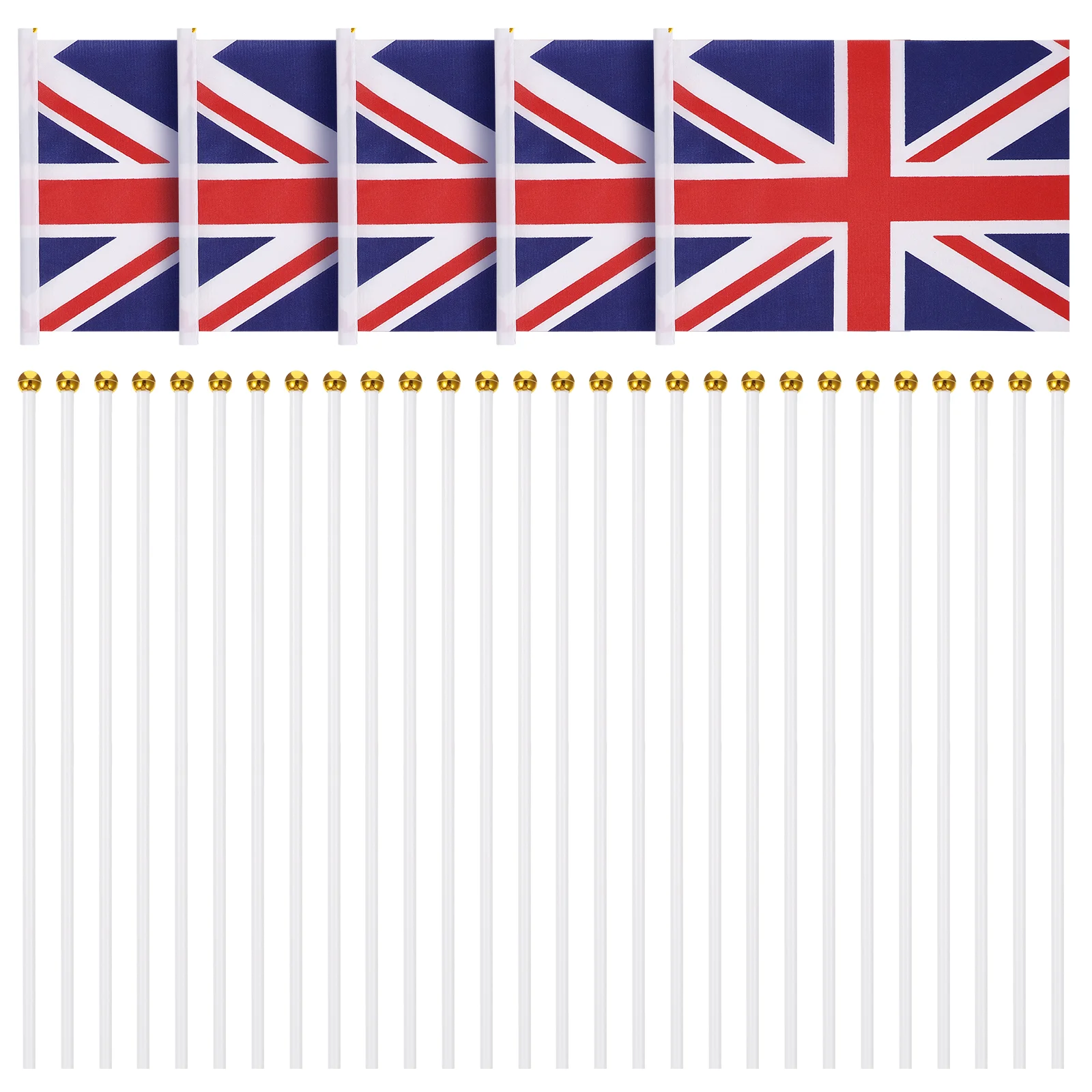 50pcs Handheld Decorative Polyester Flag on Stick Union Jack Flags Britain National Flags for Festival Sports Events Carnival
50pcs Handheld Decorative Polyester Flag on Stick Union Jack Flags Britain National Flags for Festival Sports Events Carnival