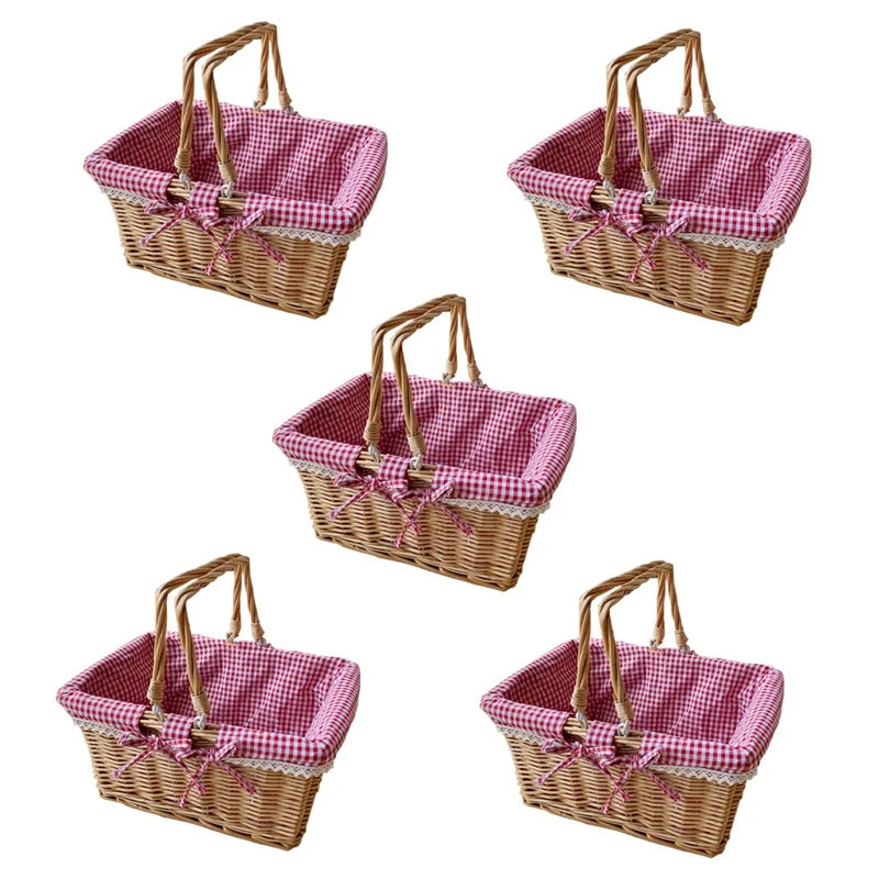 5X Picnic Basket, Woven Natural Wicker Basket with Double Handles and Cloth Lining for Food Sundry Container Fruit
5X Picnic Basket, Woven Natural Wicker Basket with Double Handles and Cloth Lining for Food Sundry Container Fruit