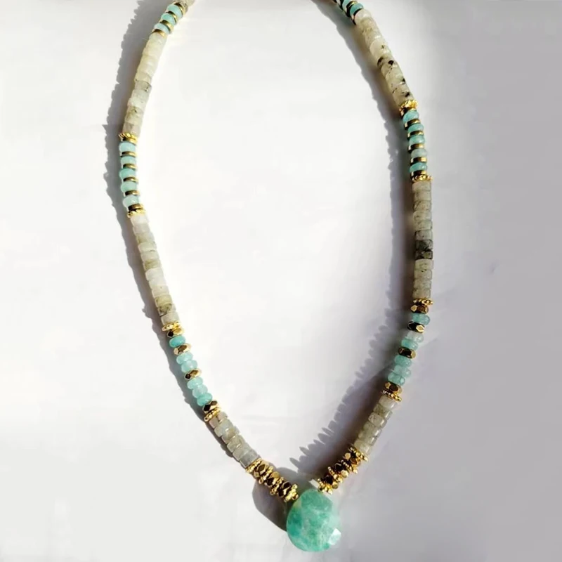 Classic Trendy Labradorite Amazonite Chalcedony Beaded Necklace Handmade Green Water Drop Stone Pendant Jewelry Drop Shipping
Classic Trendy Labradorite Amazonite Chalcedony Beaded Necklace Handmade Green Water Drop Stone Pendant Jewelry Drop Shipping