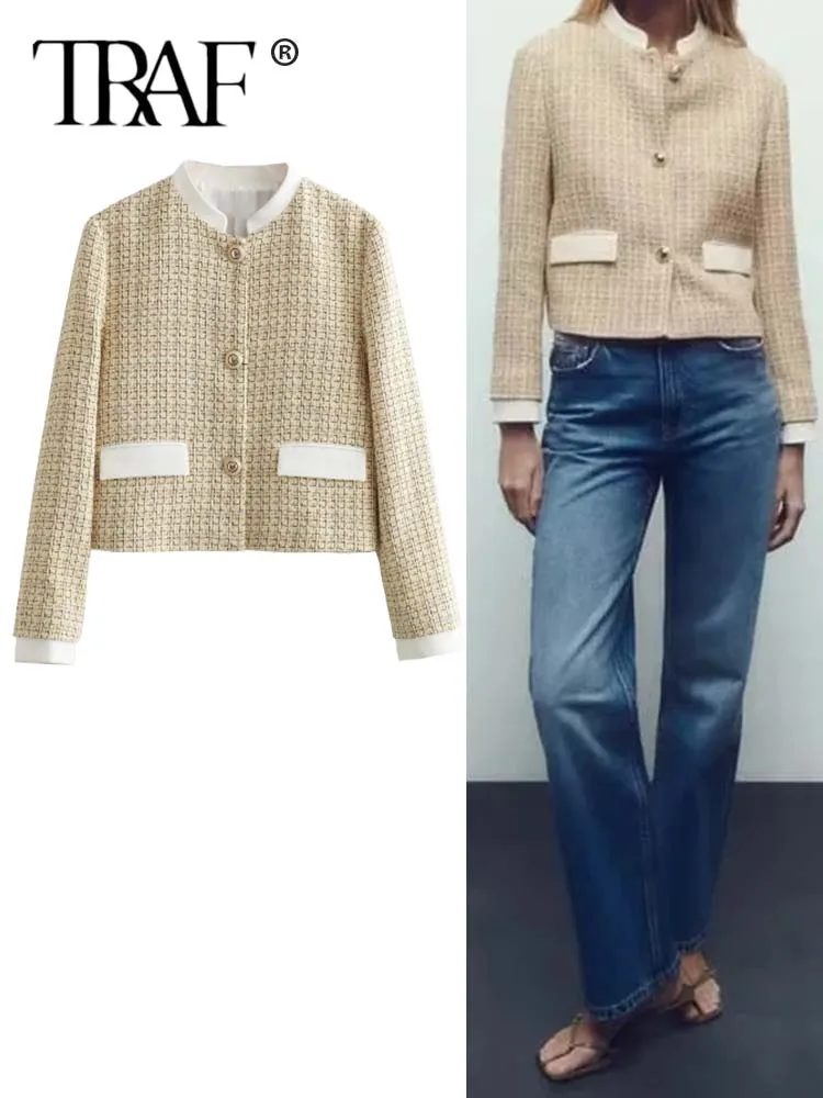 TRAF Women's Office Plaid Lapel Long Sleeve Single Breasted Women's Blazer Autumn Elegant Retro Suit Fashion Long Sleeve Suit
TRAF Women's Office Plaid Lapel Long Sleeve Single Breasted Women's Blazer Autumn Elegant Retro Suit Fashion Long Sleeve Suit
