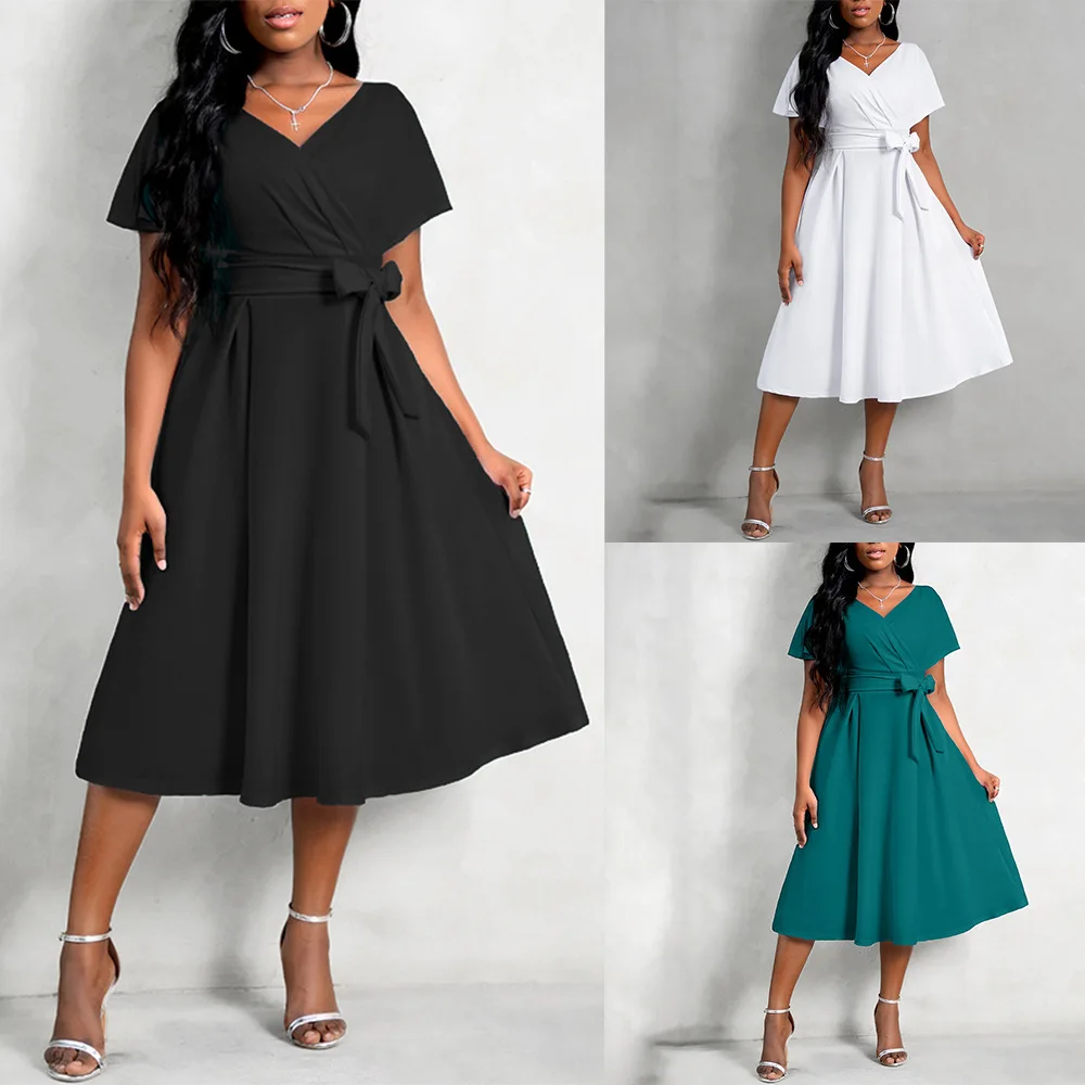 Women V Neck Corset Belt Pleated Dress Fashion Casual Solid Color Short Sleeve High Waist Lace Up Cocktail Party Dress
Women V Neck Corset Belt Pleated Dress Fashion Casual Solid Color Short Sleeve High Waist Lace Up Cocktail Party Dress