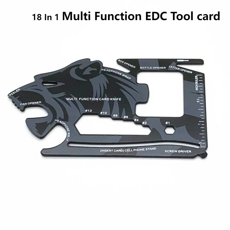 

1Pcs Outdoor Multi Function 18 In 1 EDC Tool Unique Credit Card Survival Tools Stainless Steel Bottle Opener Camping Hiking Tool