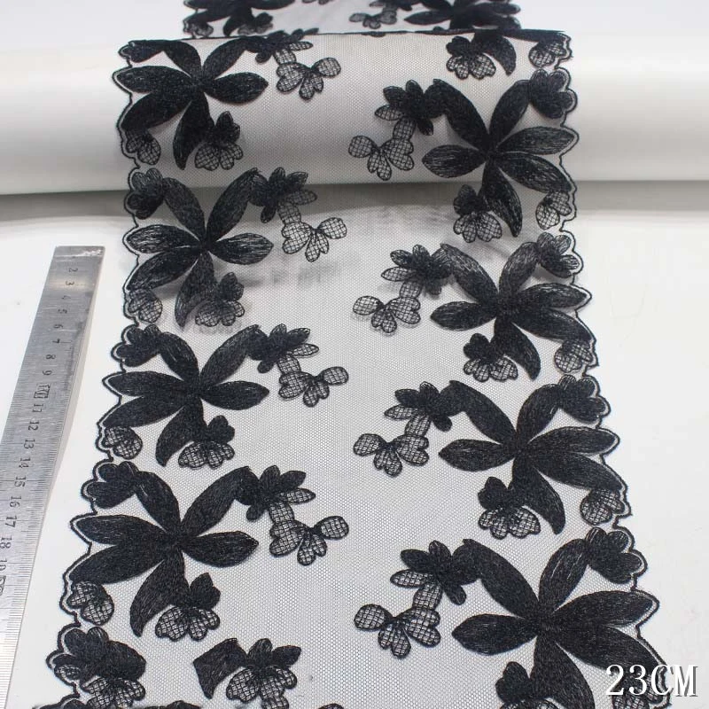 28Yards Bilateral Mesh Black Flowers Embroidered Lace Trims Lingerie Bra Dress Sleeve Decoration DIY Embroidery Lace Fabrics
28Yards Bilateral Mesh Black Flowers Embroidered Lace Trims Lingerie Bra Dress Sleeve Decoration DIY Embroidery Lace Fabrics