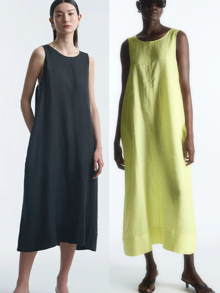CS2023 Summer Fashion New Temperament Round Neck Shoulder Straps Linen Blended Dress Women's Dress
CS2023 Summer Fashion New Temperament Round Neck Shoulder Straps Linen Blended Dress Women's Dress