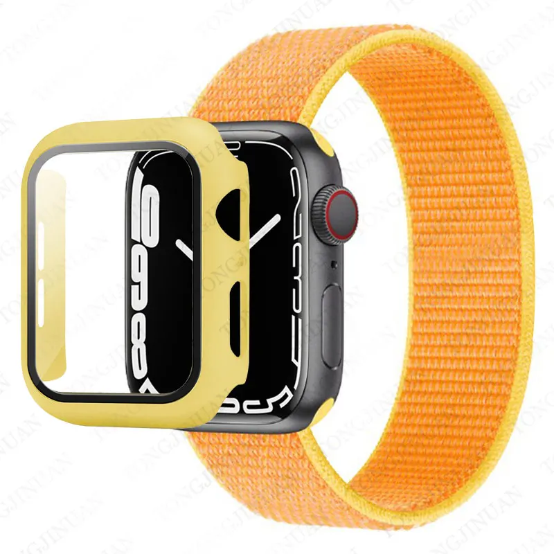 Glass+Case+Strap For Apple Watch 7 Band 45mm 41mm 44mm 40mm correa 38/42mm smartwatch nylon loop bracelet iWatch series 6 5 3 SE 
Glass+Case+Strap For Apple Watch 7 Band 45mm 41mm 44mm 40mm correa 38/42mm smartwatch nylon loop bracelet iWatch series 6 5 3 SE