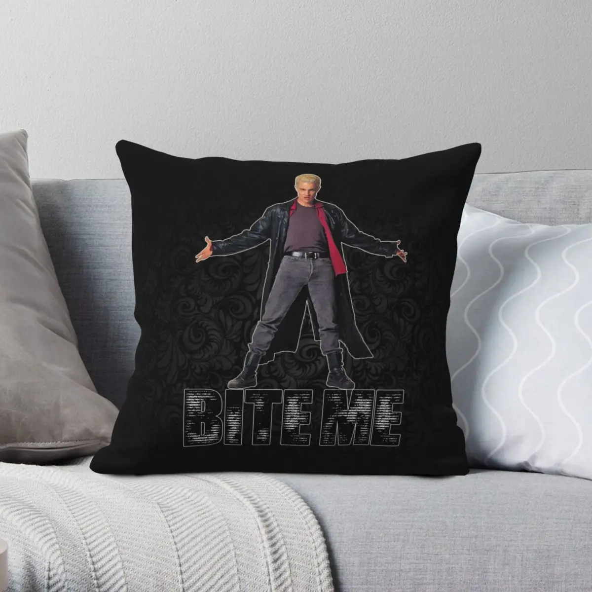 Spike From Buffy Bite Me Square Pillowcase Polyester Linen Velvet Creative Zip Decor Pillow Case Sofa Cushion Cover
Spike From Buffy Bite Me Square Pillowcase Polyester Linen Velvet Creative Zip Decor Pillow Case Sofa Cushion Cover