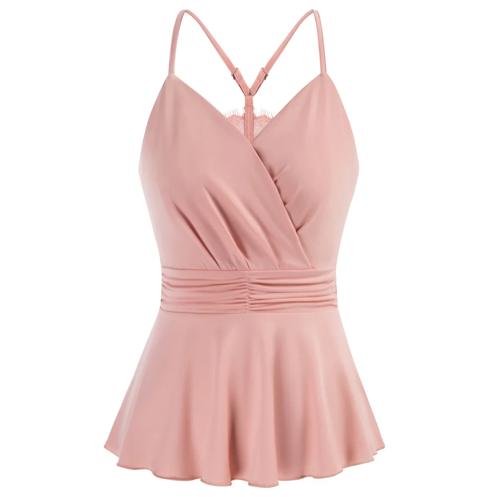Liumilac Lace Patchwork Cami Tops Women Surplice V-Neck Peplum Hem Camisole Summer Clothes Ladies Spaghetti Smocked Bodice A50
Liumilac Lace Patchwork Cami Tops Women Surplice V-Neck Peplum Hem Camisole Summer Clothes Ladies Spaghetti Smocked Bodice A50
