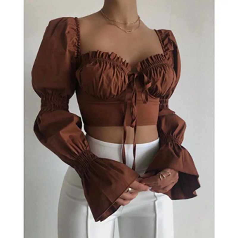 Kayotuas Women T-Shirt Flare Long Sleeve Ruffle Lace-Up Elegant Fashion Square Collar Tops Autumn Winter Clothes Slim Ladies
Kayotuas Women T-Shirt Flare Long Sleeve Ruffle Lace-Up Elegant Fashion Square Collar Tops Autumn Winter Clothes Slim Ladies