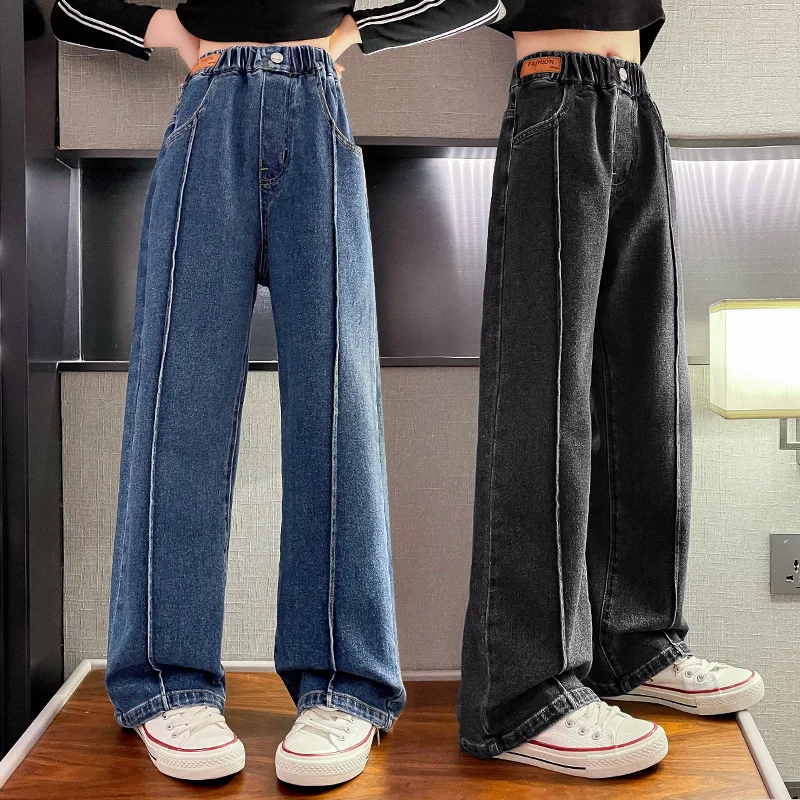 2023 New Style Denim Pants for Girls Teens Spring Wide Leg Jeans Straight Overalls Elastic Waist Cowboy Trousers for 5-16Y Pants
2023 New Style Denim Pants for Girls Teens Spring Wide Leg Jeans Straight Overalls Elastic Waist Cowboy Trousers for 5-16Y Pants