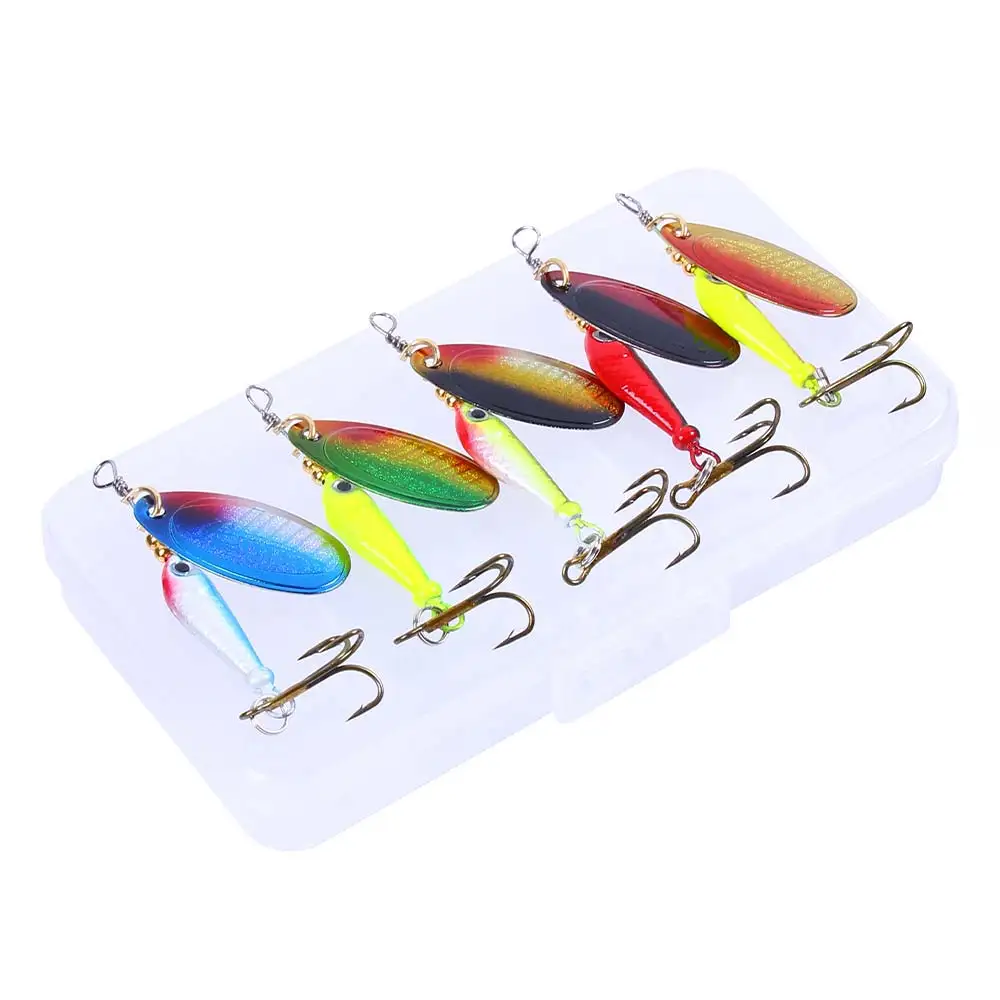 5pcs Fishing kit Fishing Lure Set Metal Rotating Spinner Lure Spoon Baits Set 5.5CM 9G 6# Sea Fishing Lures Hard Swimbuits 
5pcs Fishing kit Fishing Lure Set Metal Rotating Spinner Lure Spoon Baits Set 5.5CM 9G 6# Sea Fishing Lures Hard Swimbuits