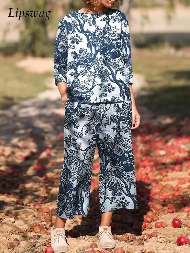 Women Casual O-Neck Half Sleeve Pullover Tops + Pants Set Vintage Harajuku Printing Two Piece Sets Female Elegant Loose Outfits
Women Casual O-Neck Half Sleeve Pullover Tops + Pants Set Vintage Harajuku Printing Two Piece Sets Female Elegant Loose Outfits
