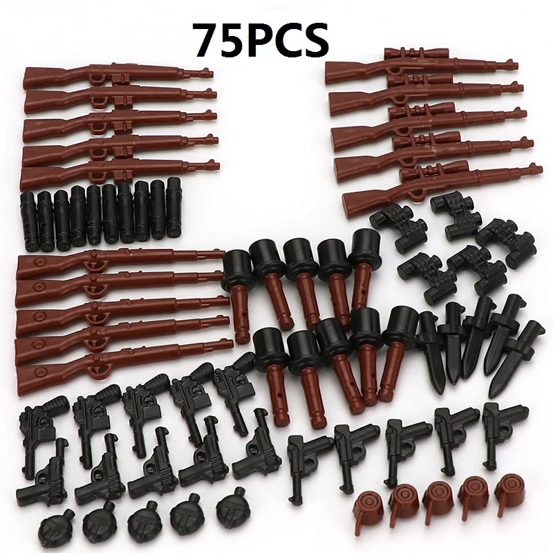 

Military WW2 Weapon Guns Soldier MOC SWAT City Playmobil Figures Mini Guns Army Police German 98K Parts Building Bricks Toys