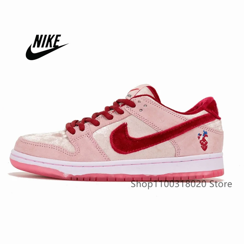 

Fashion Original Nike Dunk SB Low Pink Valentine's Day Couples Skateboarding Shoes High Quality Men Women Casual Sneakers 36-45